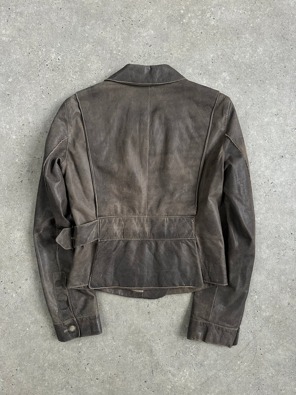 Emporio Armani Distressed Leather Jacket - S | XS-S, Distressed Brown