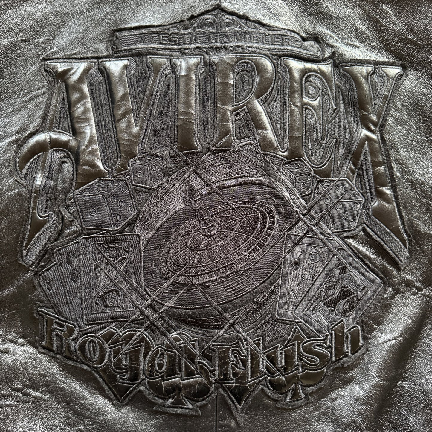 Avirex 'Royal Flush' Leather Varsity Jacket - L