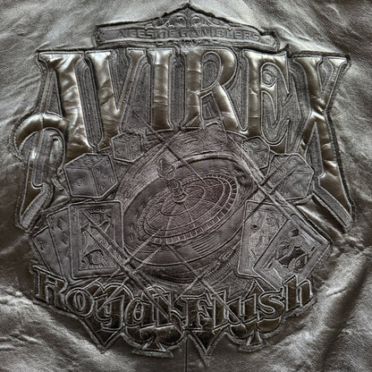 Avirex 'Royal Flush' Leather Varsity Jacket - L