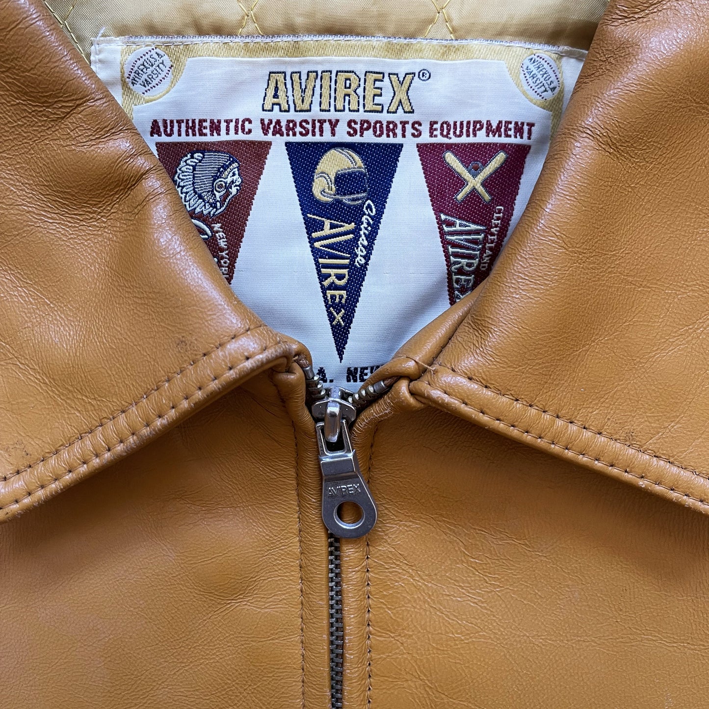 Avirex 'Nitro Run' Leather Varsity Jacket - M