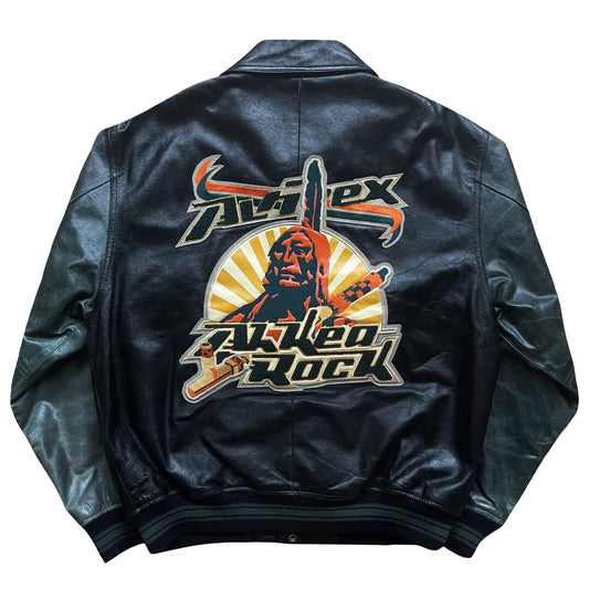 Avirex 'Oridian Warrior' Leather Varsity Jacket - M