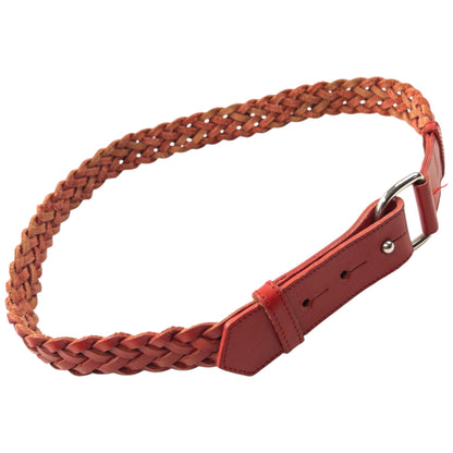 Vintage 90s Burberry Braided Leather Belt Size W28 | O/S, Red