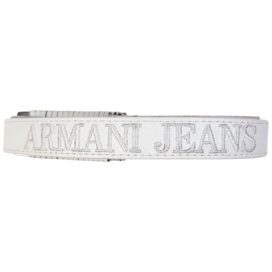 Vintage Armani Jeans Embroidered Leather Belt Size W34