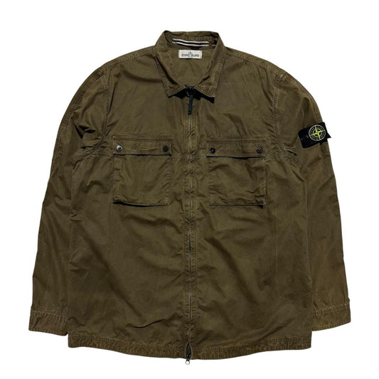 Stone Island Canvas Overshirt | XXXL, Olive Green