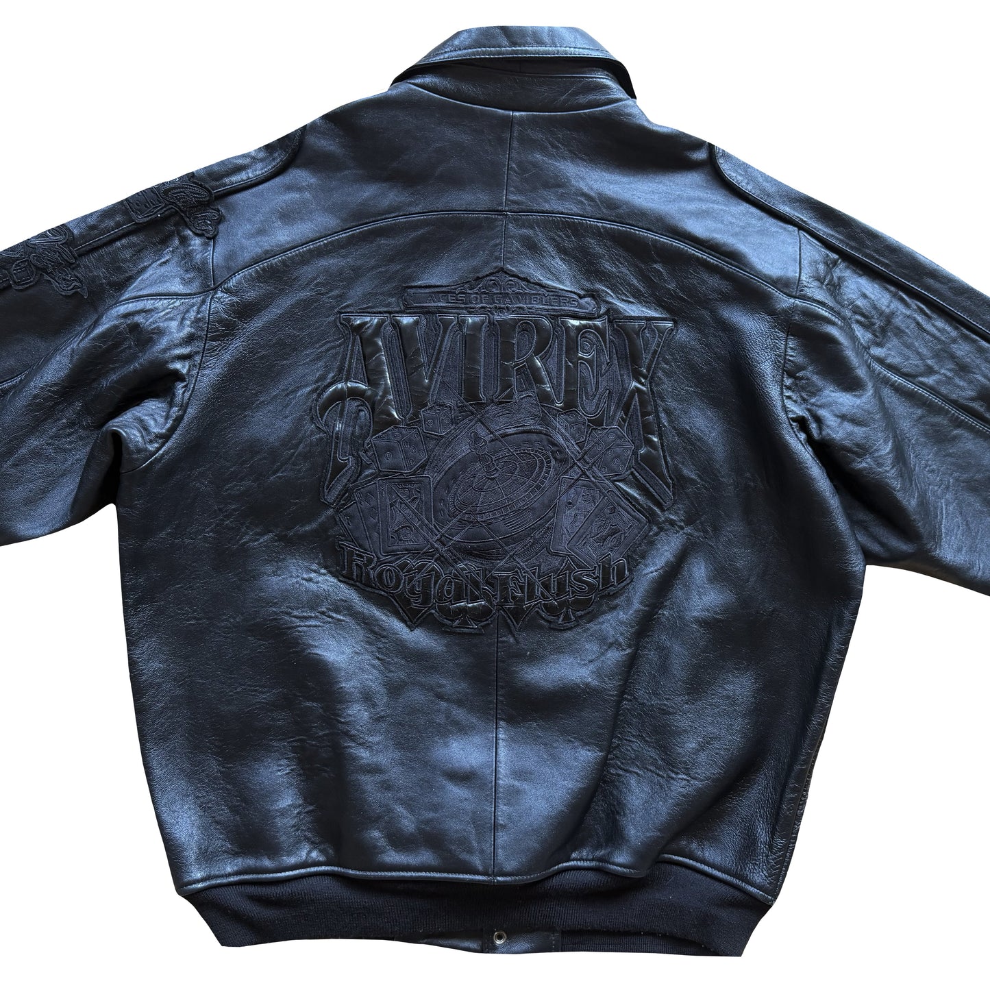 Avirex 'Royal Flush' Leather Varsity Jacket - L