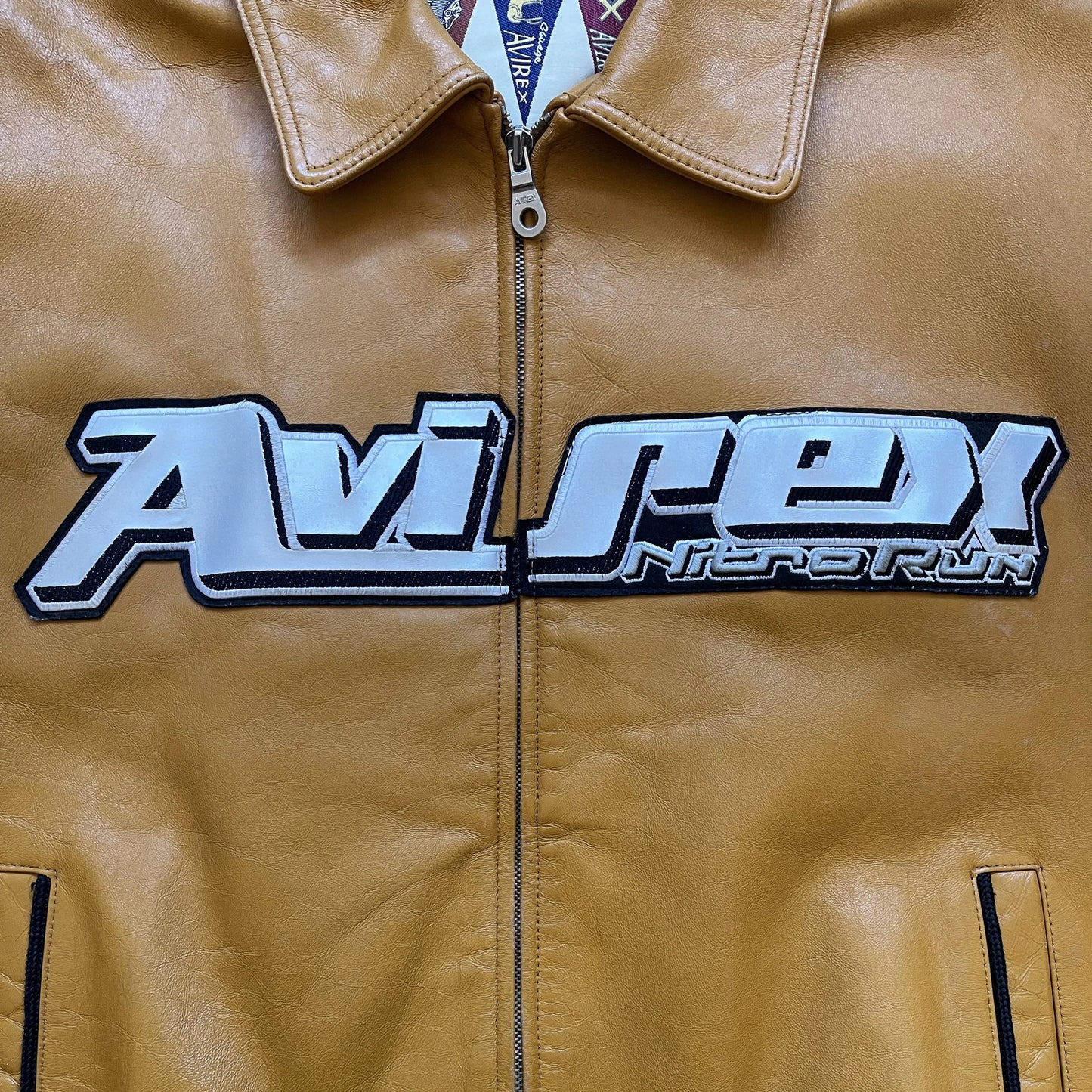 Avirex 'Nitro Run' Leather Varsity Jacket - M