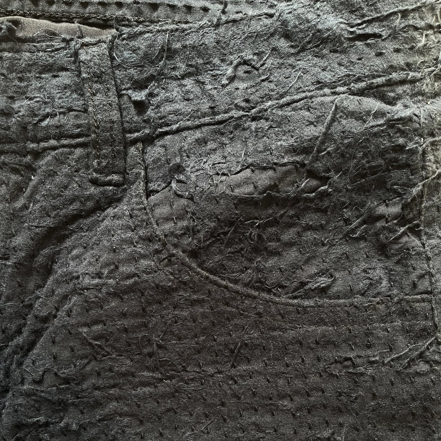 Boro Sashiko Black Distressed Jeans - W34"