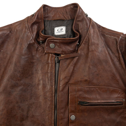 Vintage 2009 CP Company Zip Up Leather Jacket Size S | Small, Brown