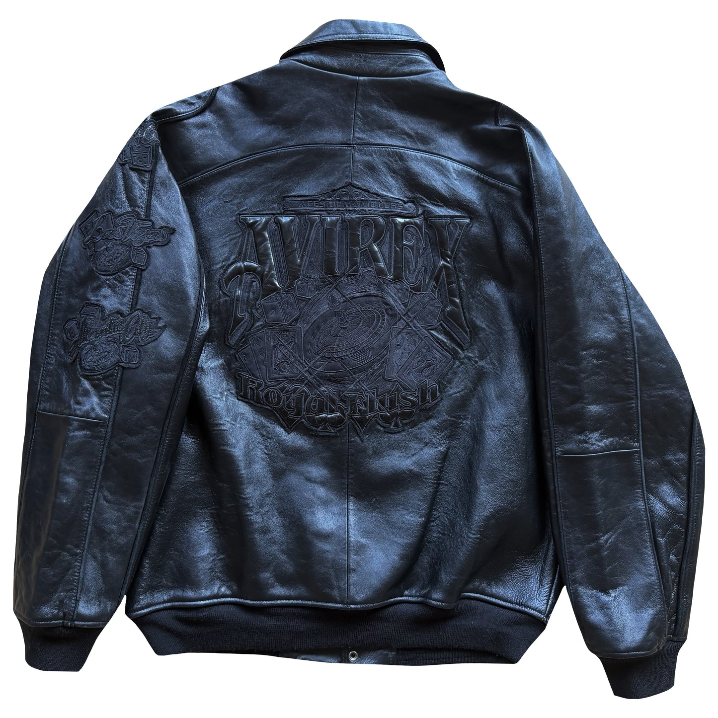 Avirex 'Royal Flush' Leather Varsity Jacket - L