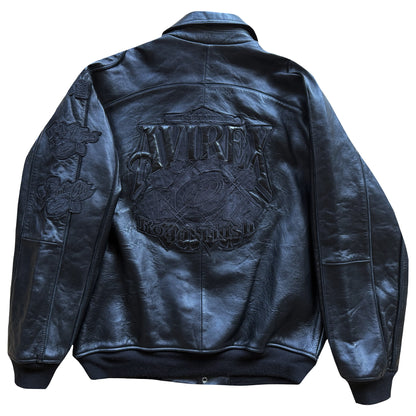 Avirex 'Royal Flush' Leather Varsity Jacket - L