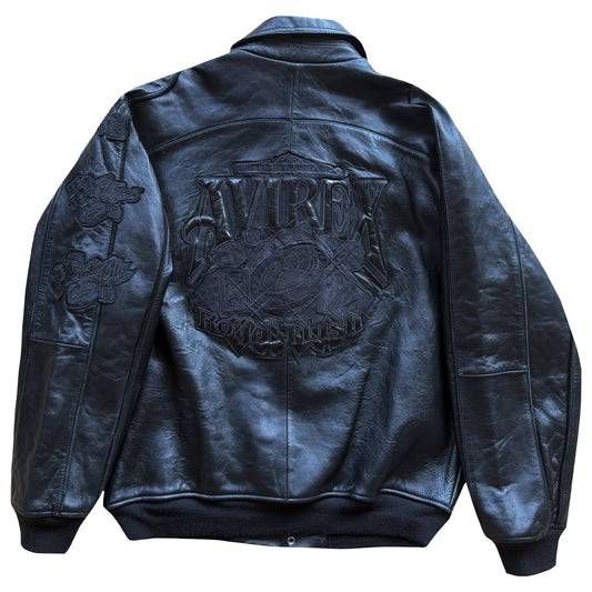Avirex 'Royal Flush' Leather Varsity Jacket - L