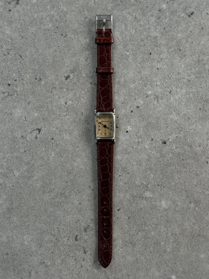 Emporio Armani 1990s Stainless Steel Leather Watch