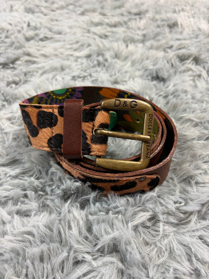 Dolce & Gabbana 00’s Pony Hair Leopard Reversible Leather Belt | O/S, Brown