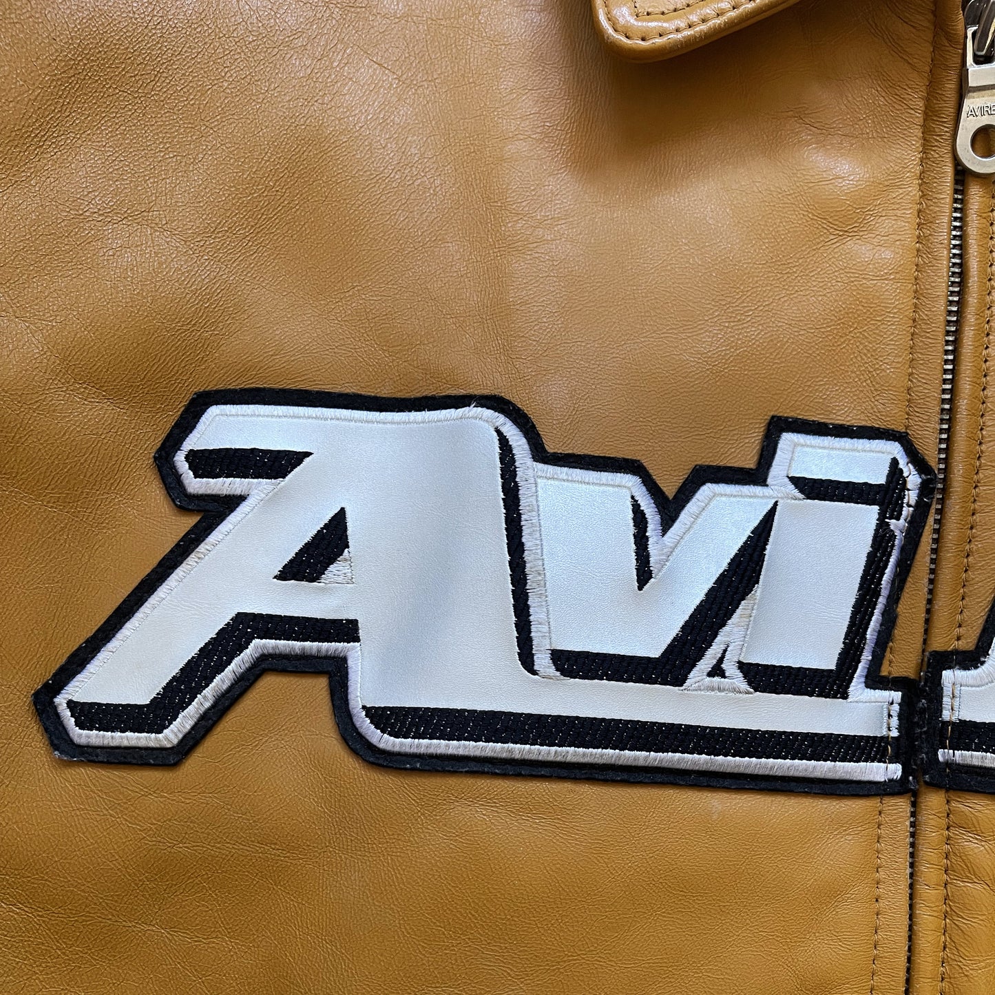 Avirex 'Nitro Run' Leather Varsity Jacket - M