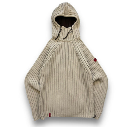 2000's Schott NYC Dual Zip Knitted Balaclava Hoodie (M) | Default Title, Beige