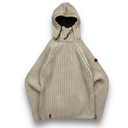 2000's Schott NYC Dual Zip Knitted Balaclava Hoodie (M) | Default Title, Beige