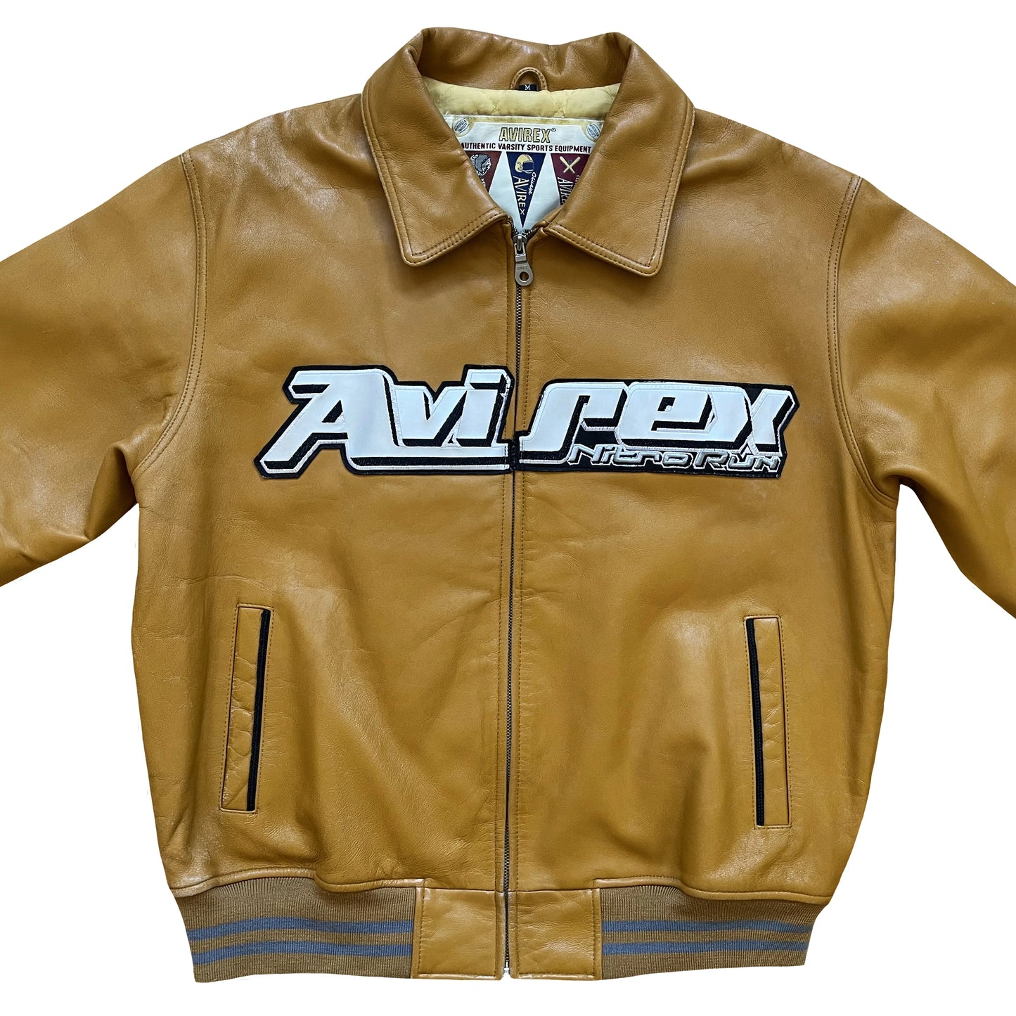 Avirex 'Nitro Run' Leather Varsity Jacket - M