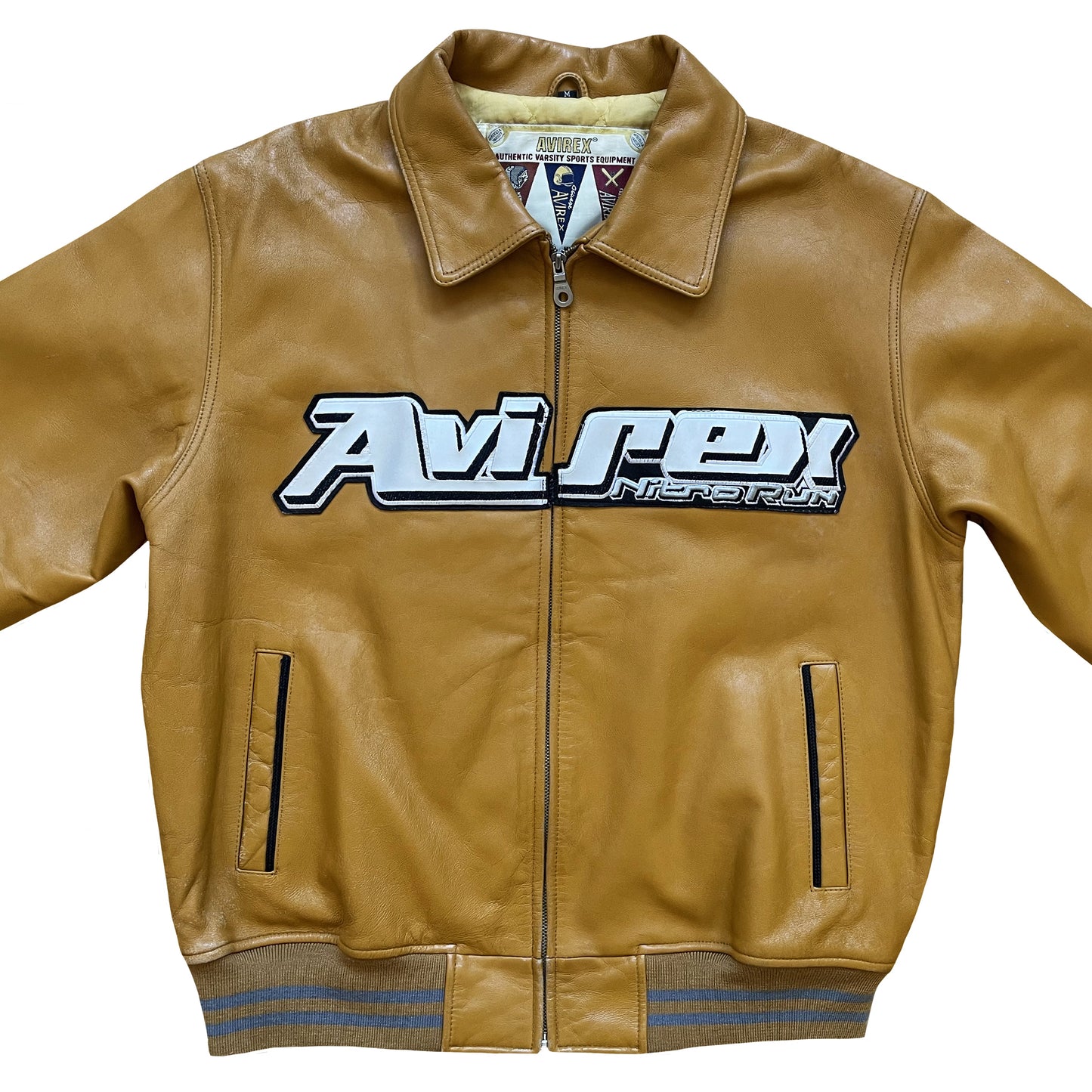 Avirex 'Nitro Run' Leather Varsity Jacket - M
