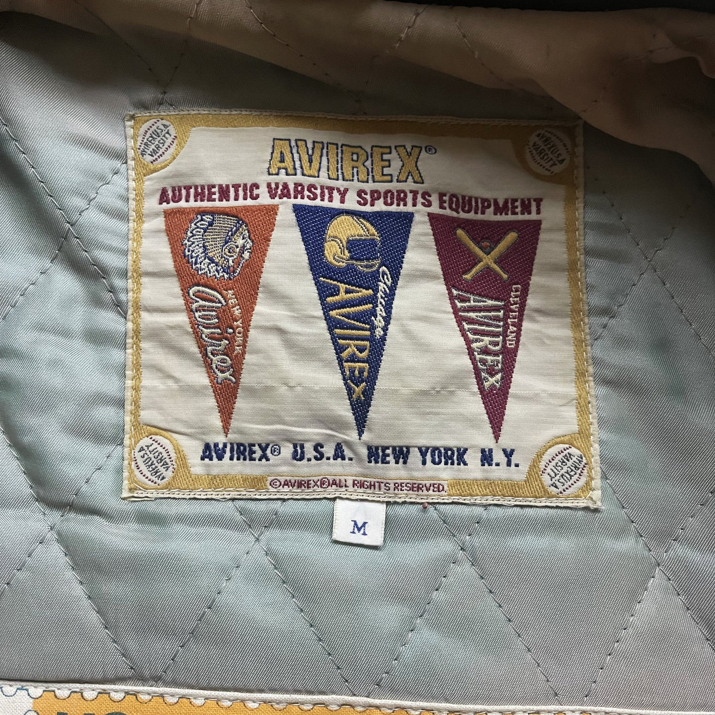 Avirex 'Oridian Warrior' Leather Varsity Jacket - M