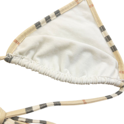 Vintage 2000s Burberry Nova Check Trim Bikini Top Womens Size M | Medium, Beige