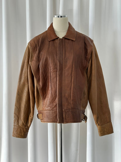 Italian Vintage 1980s Leather Bomber Jacket - M/L