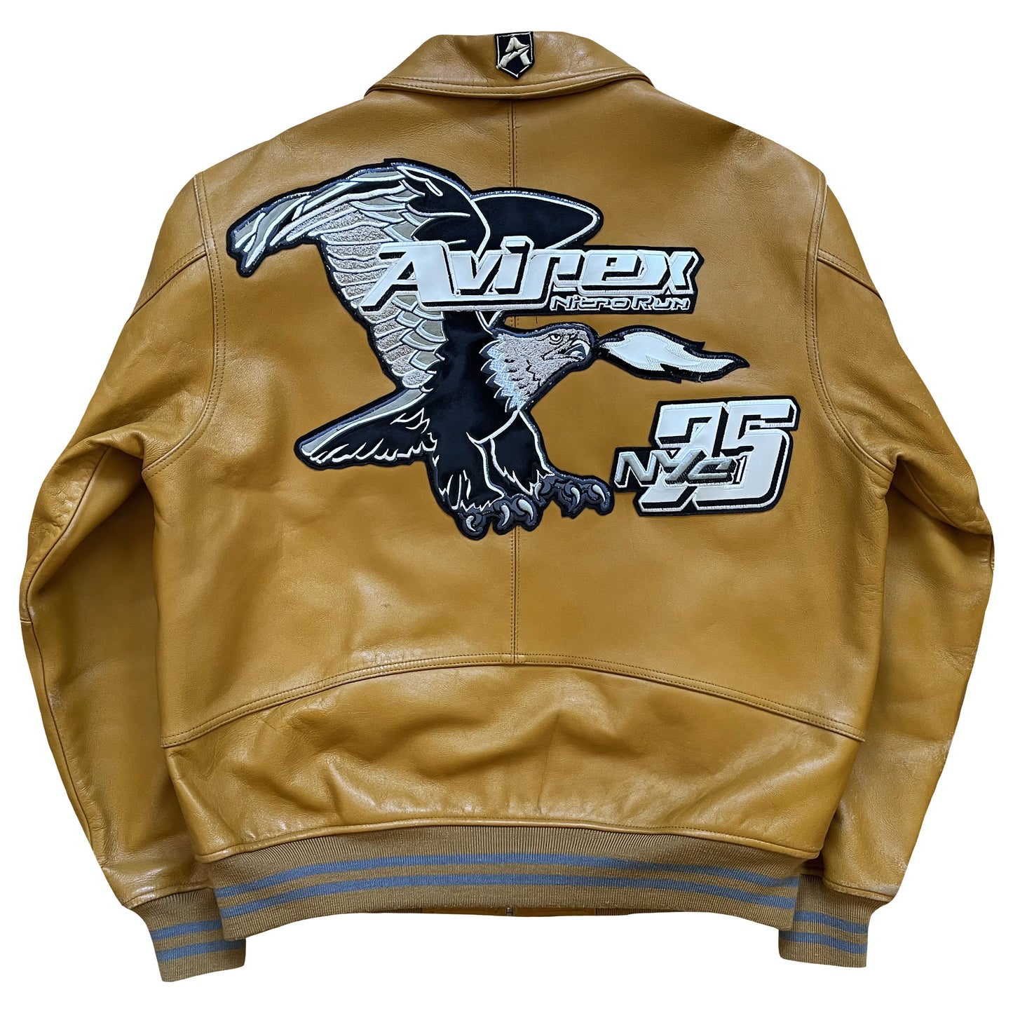 Avirex 'Nitro Run' Leather Varsity Jacket - M