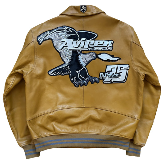Avirex 'Nitro Run' Leather Varsity Jacket - M