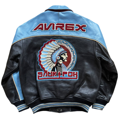 Avirex 'Snuk & Fox' Leather Varsity Jacket - S