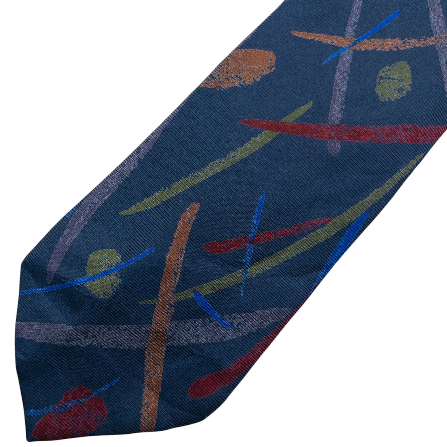 Vintage 90s Issey Miyake Pattern Silk Tie | O/S, Blue