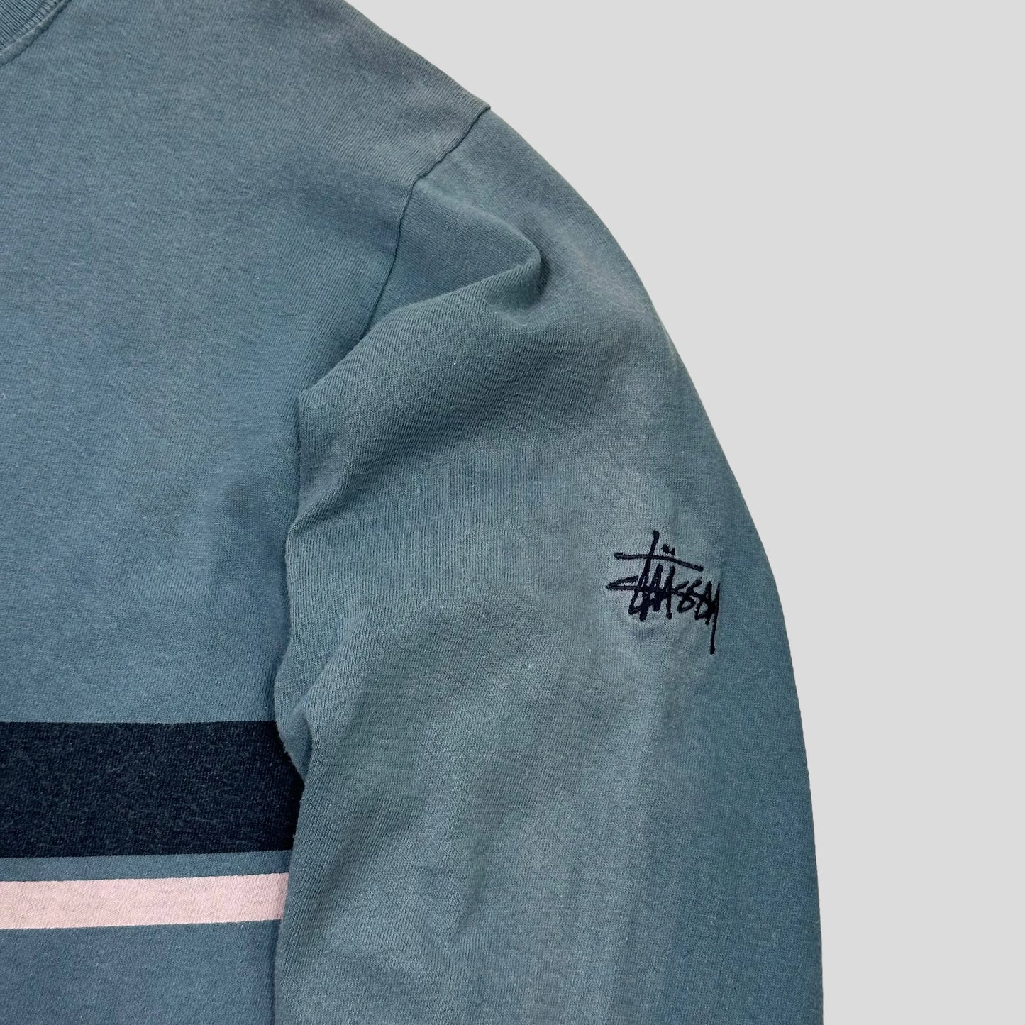Stussy 90’s Embroidered Stock Logo Striped LS - S/M
