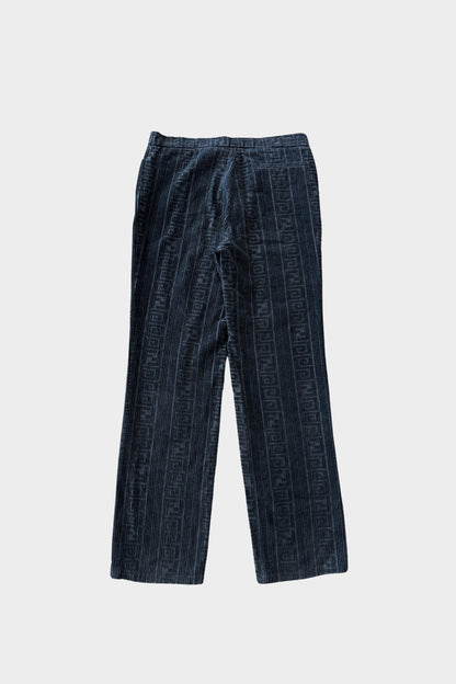 Fendi Vintage Zucca Print Velvet Black Trousers