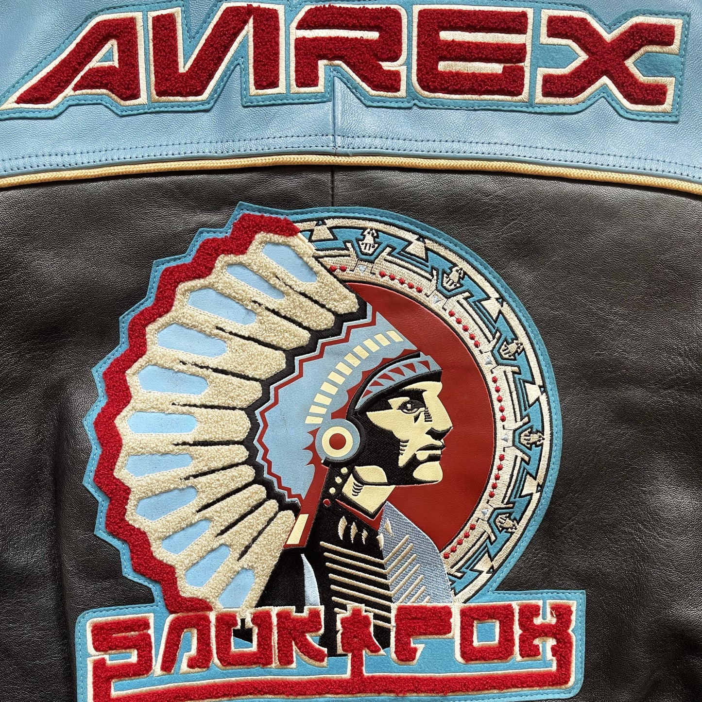 Avirex 'Snuk & Fox' Leather Varsity Jacket - S