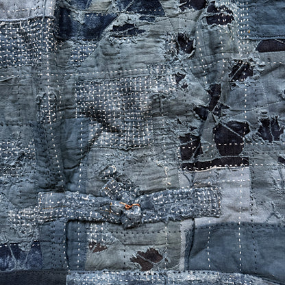 Indigo Boro Sashiko Distressed Denim Trucker Jacket - L