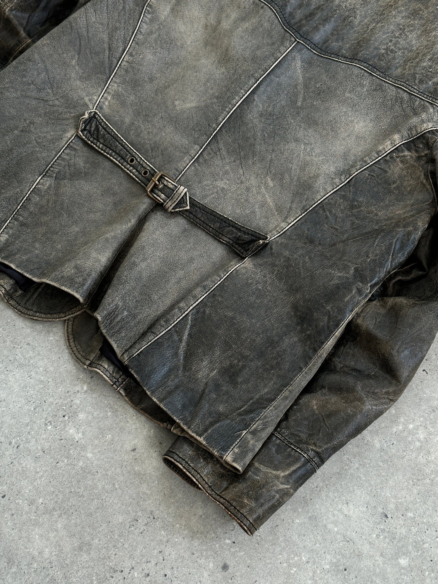 Vintage Aged Leather Blazer Jacket - M