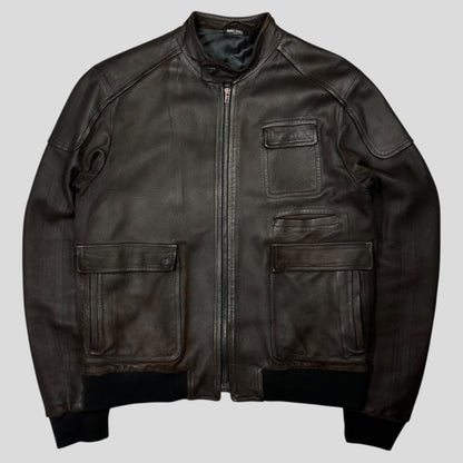 Miu Miu 2008 Lambskin Suede Leather Asymmetrical Bomber Jacket - IT52 (M/L)