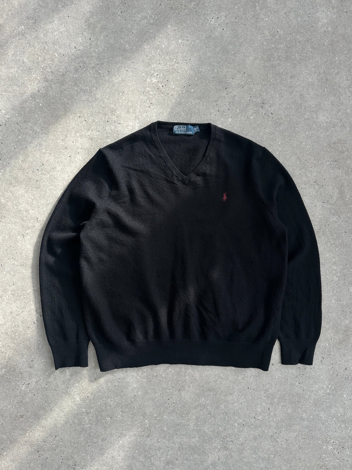 Ralph Lauren 2000s Pure Merino Wool Logo V Neck Jumper - M