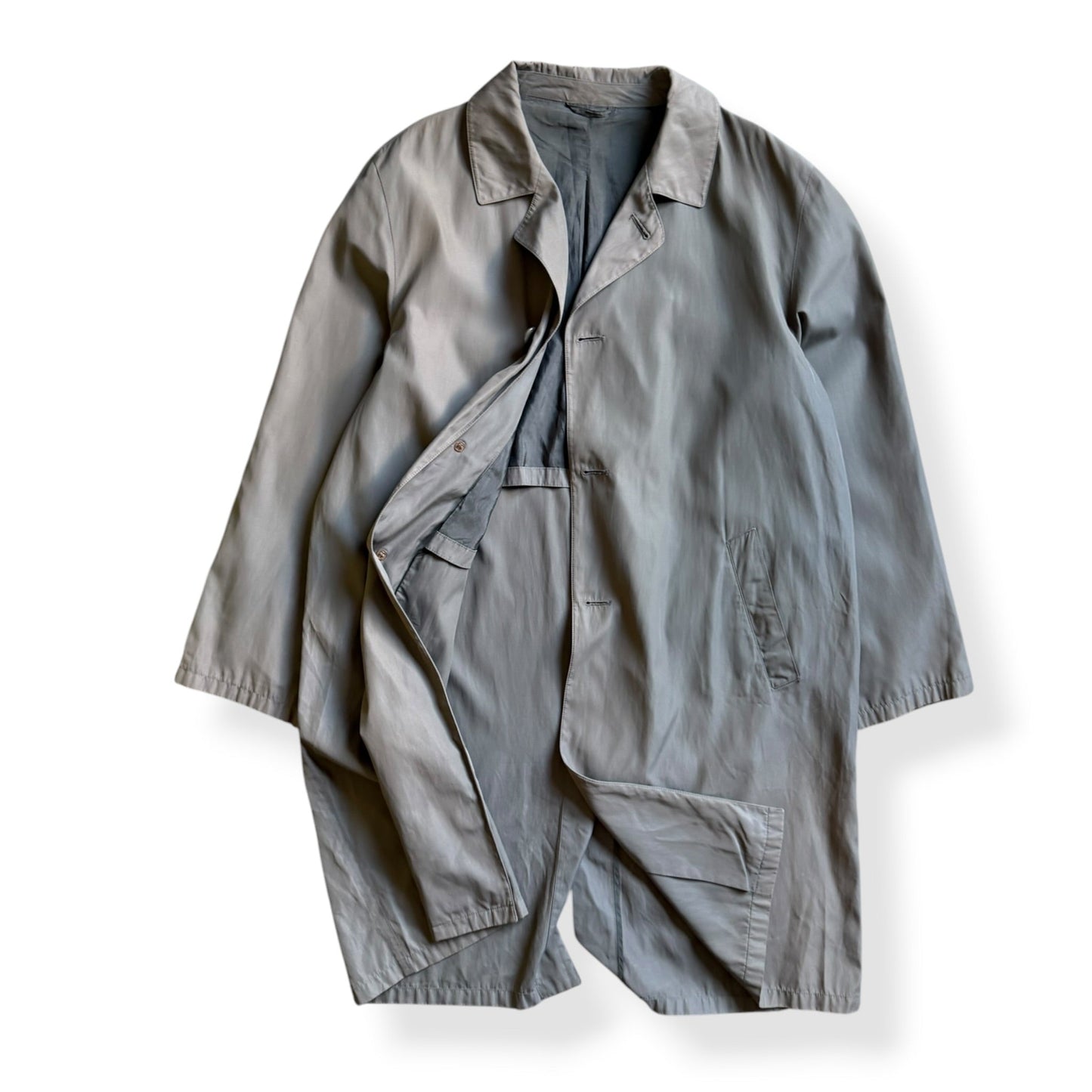 1990's Giorgio Armani Buttoned Trench Coat (L) | Default Title, Grey