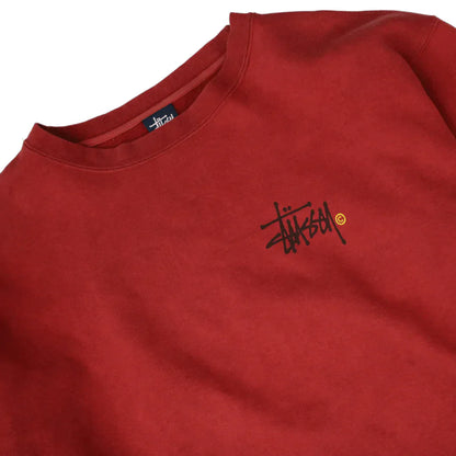 STUSSY RED SCRIPT COLLEGE CREWNECK  (L)