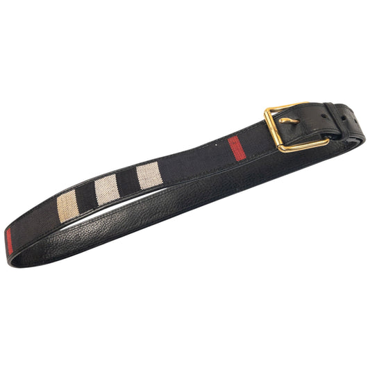 Vintage 2000s Burberry Nova Check Leather Belt Size XL | O/S, Black, Beige, Red