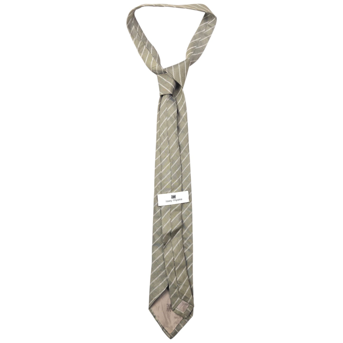 Vintage 90s Issey Miyake Striped Silk Tie | O/S, Grey