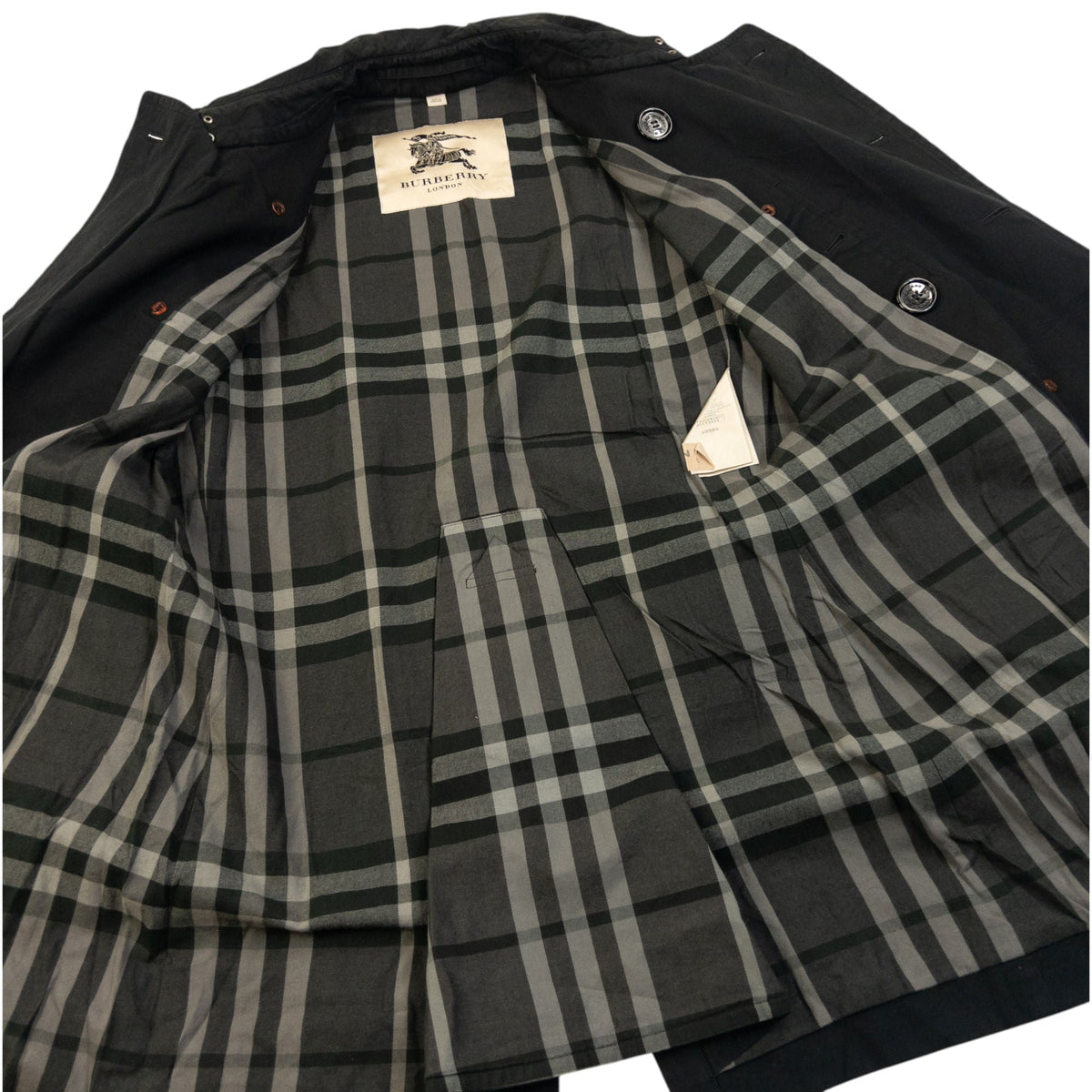 Vintage Burberry Nova Check Lined Trench Jacket Size S | Small, Black