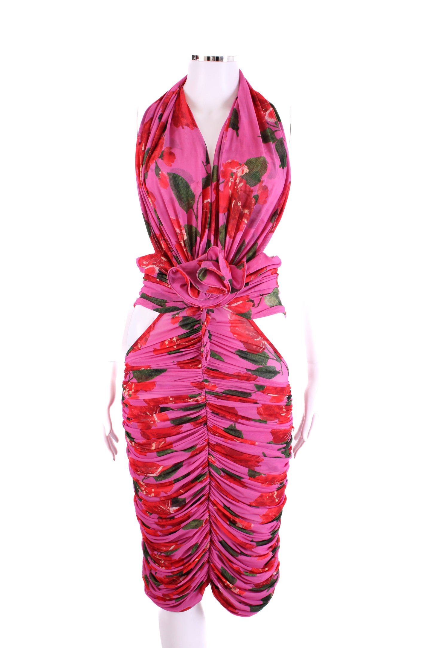 Magda Butrym Halter Neck Floral Dress Pink/ Red S | Default Title, Pink