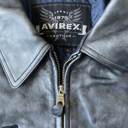Avirex Spell Out Leather Varsity Jacket - L