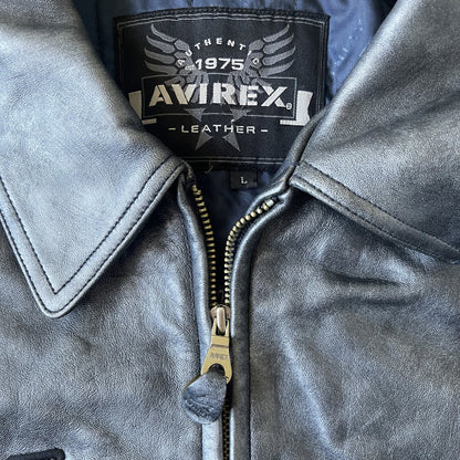 Avirex Spell Out Leather Varsity Jacket - L