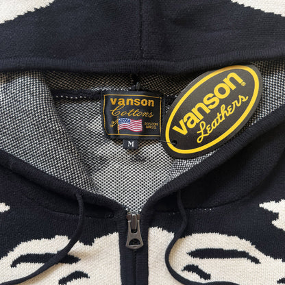 Vanson Leathers 14G Knitted Skeleton Hoodie - M | Medium, Black and White
