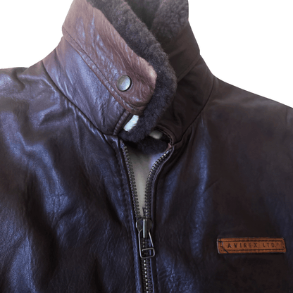 Avirex G-1 80's Leather Lambskin Flight Jacket Boa Collar - M | Medium, Red