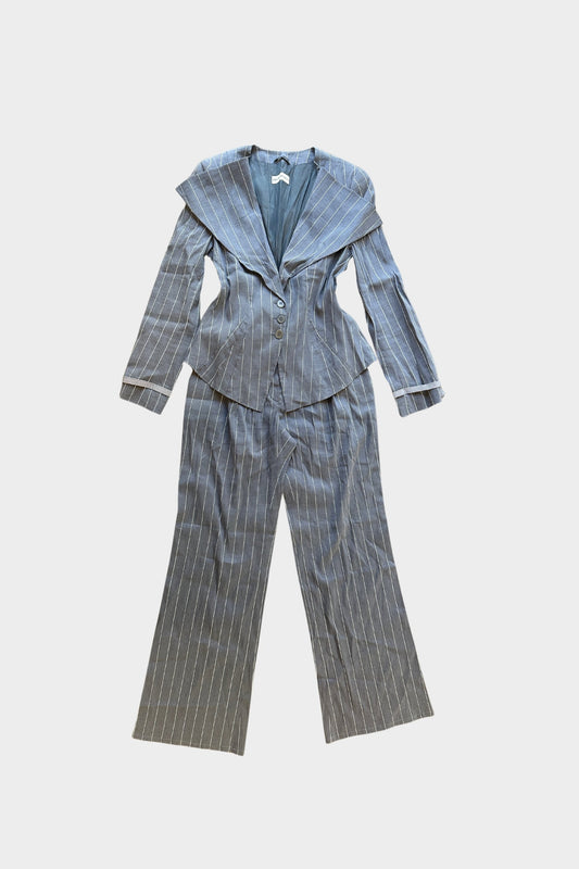 Emporio Armani 1990's Pin Stripe Grey Power Suit