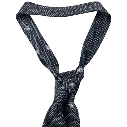 Vintage 90s Gianni Versace Medusa Monogram Silk Tie | O/S, Navy