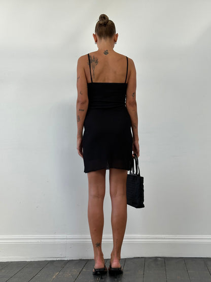 French Vintage Double Layered Mini Slip Dress - S