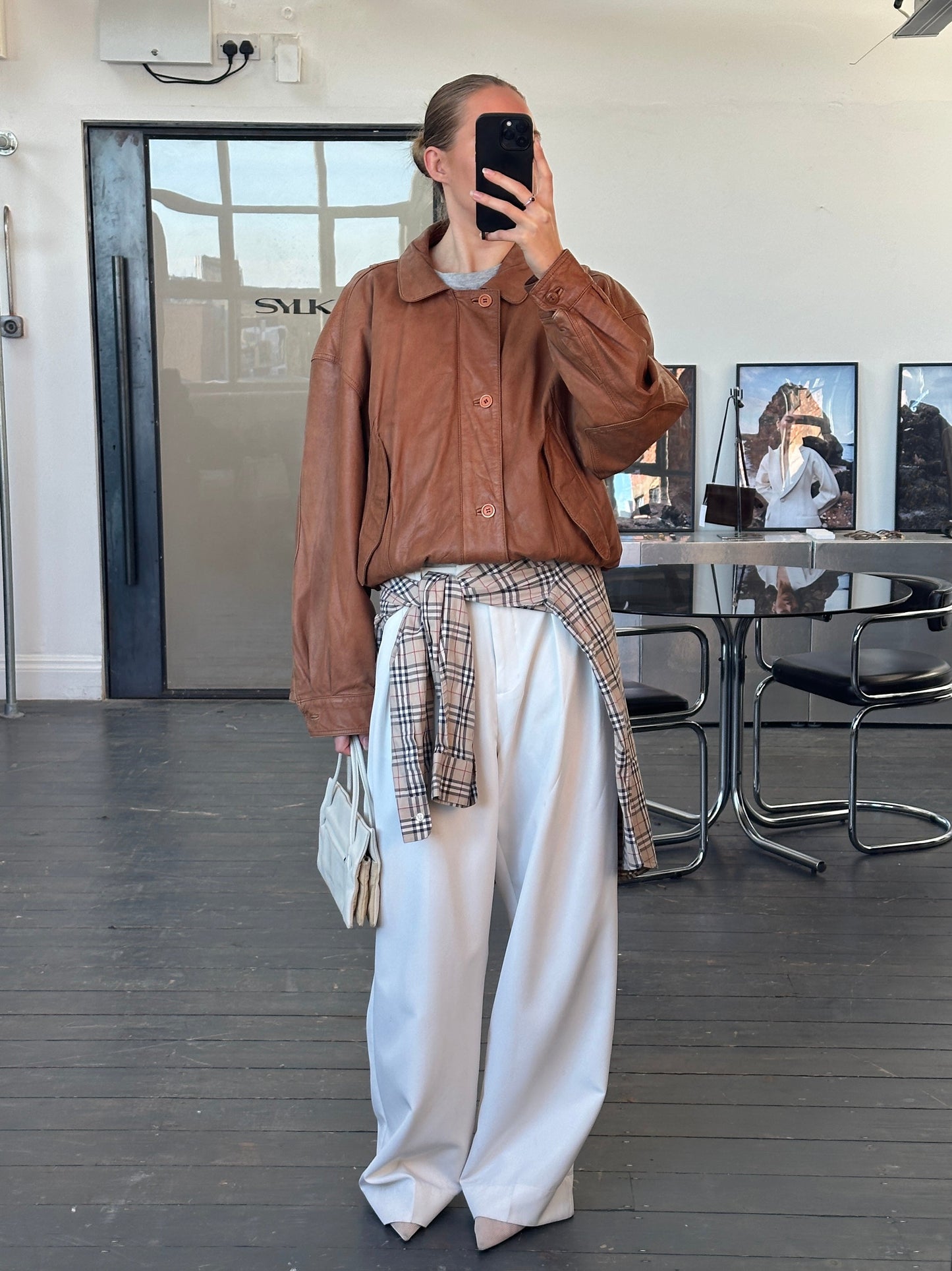 Vintage 1980s Leather Bomber Jacket - L